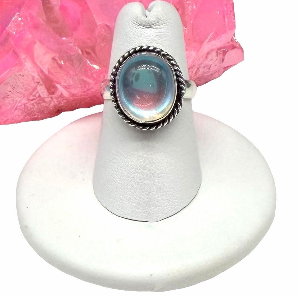 Aura Clear Quartz Ring Size 6 925 Sterling Silver Overlay